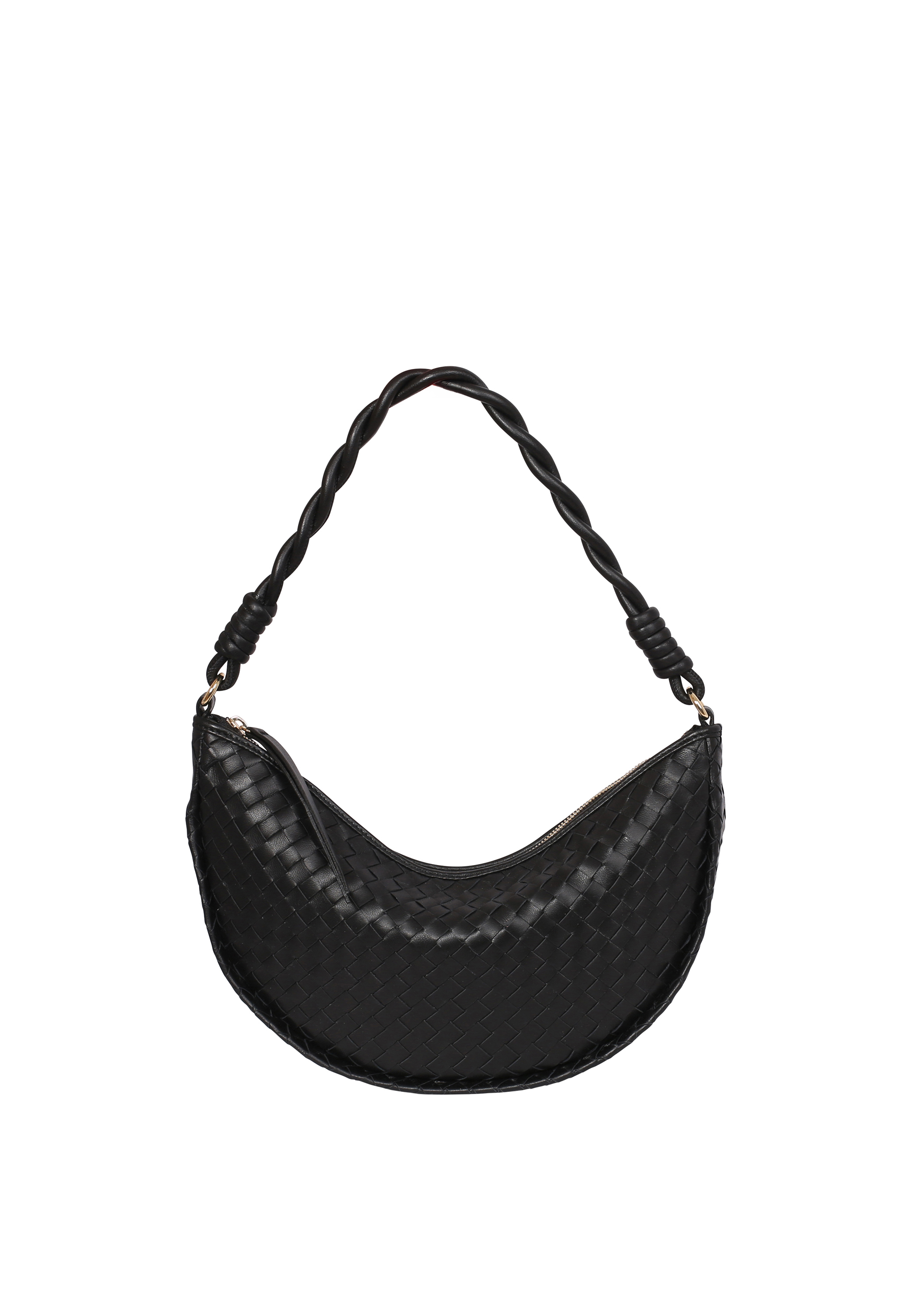 Shoulderbag MOON Leather Piuma weaving