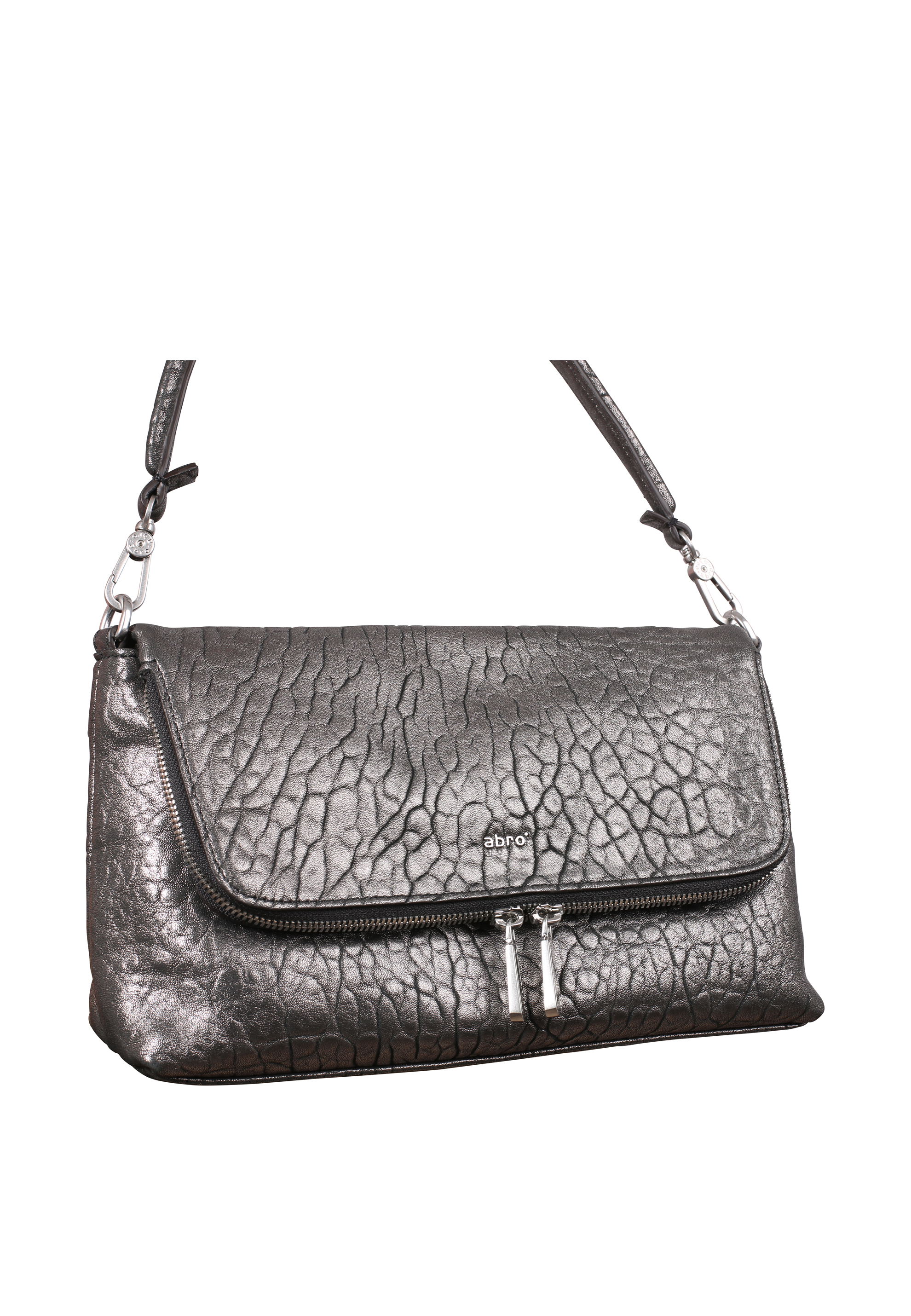 Shoulder bag BIKER leather Bubble metallic