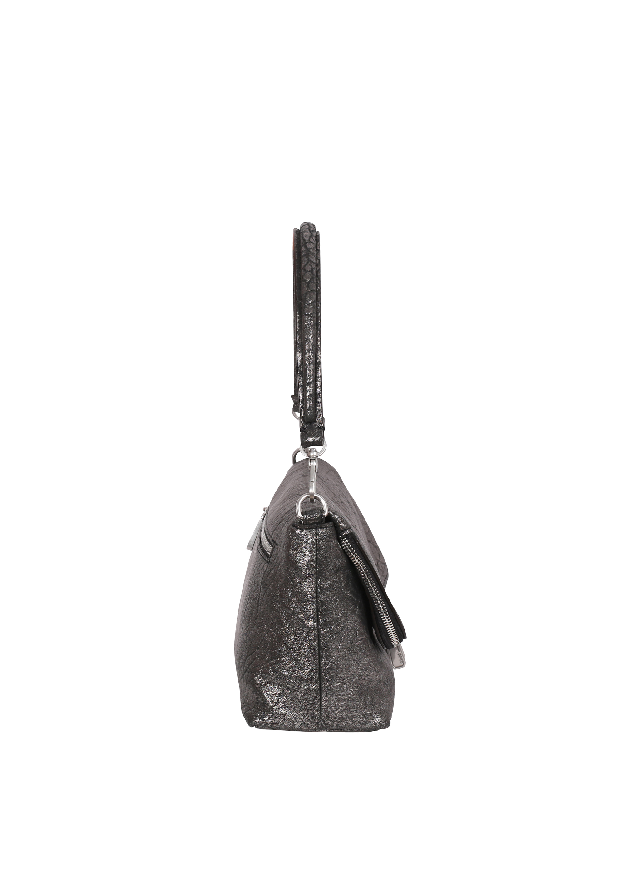 Shoulder bag BIKER leather Bubble metallic