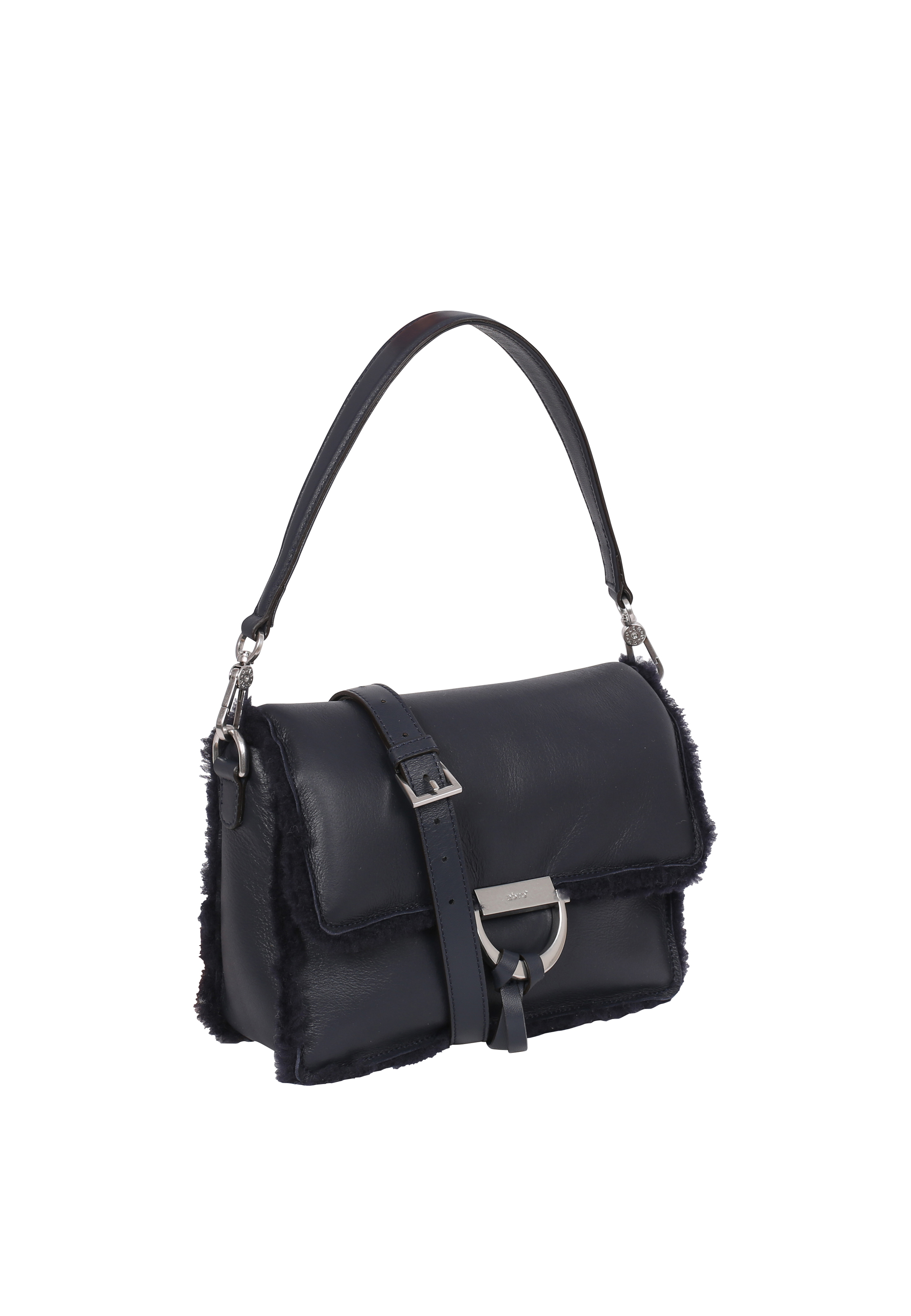 Schultertasche TEMI Leder Shearling reversible