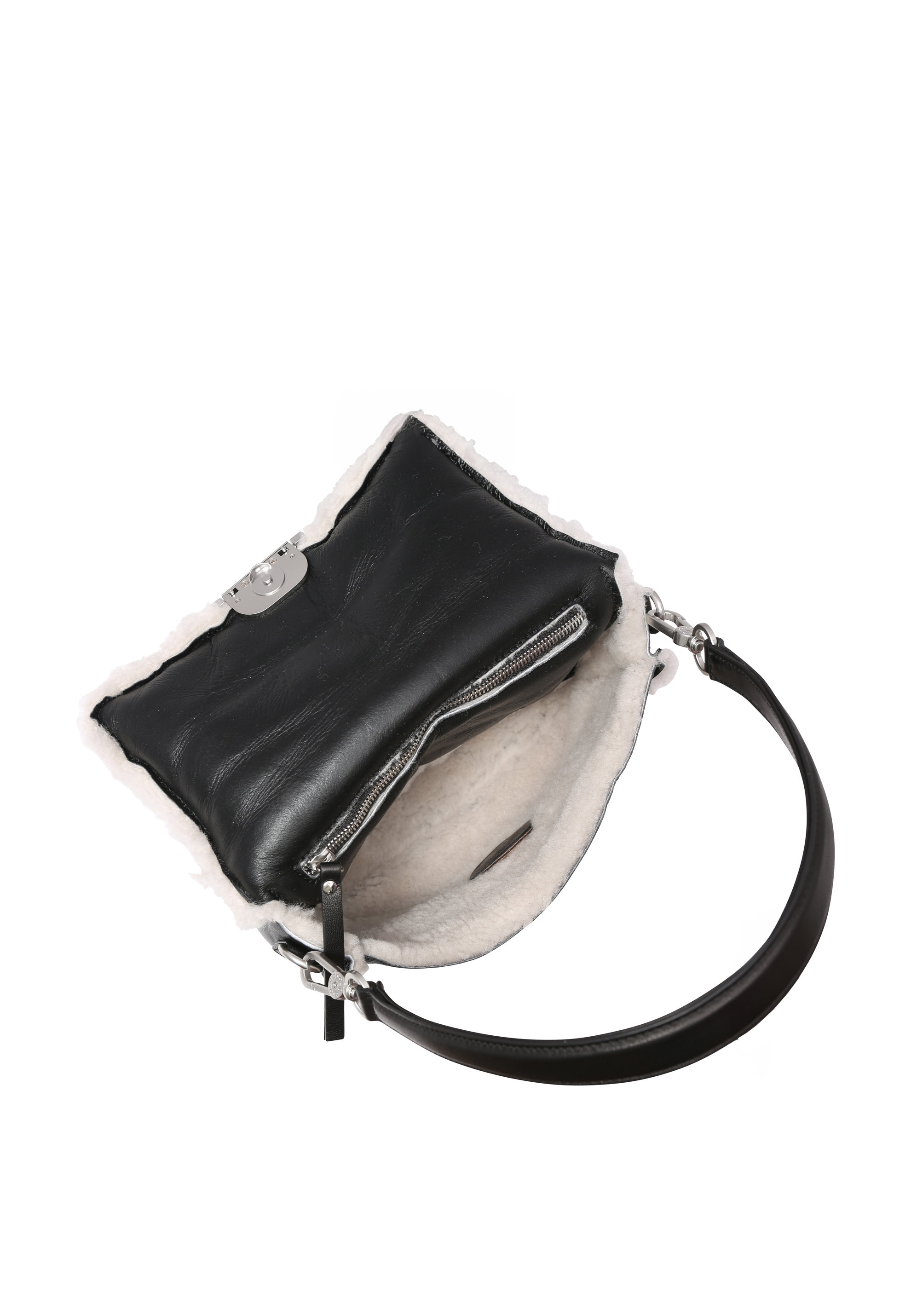 Schultertasche TEMI Leder Shearling reversible