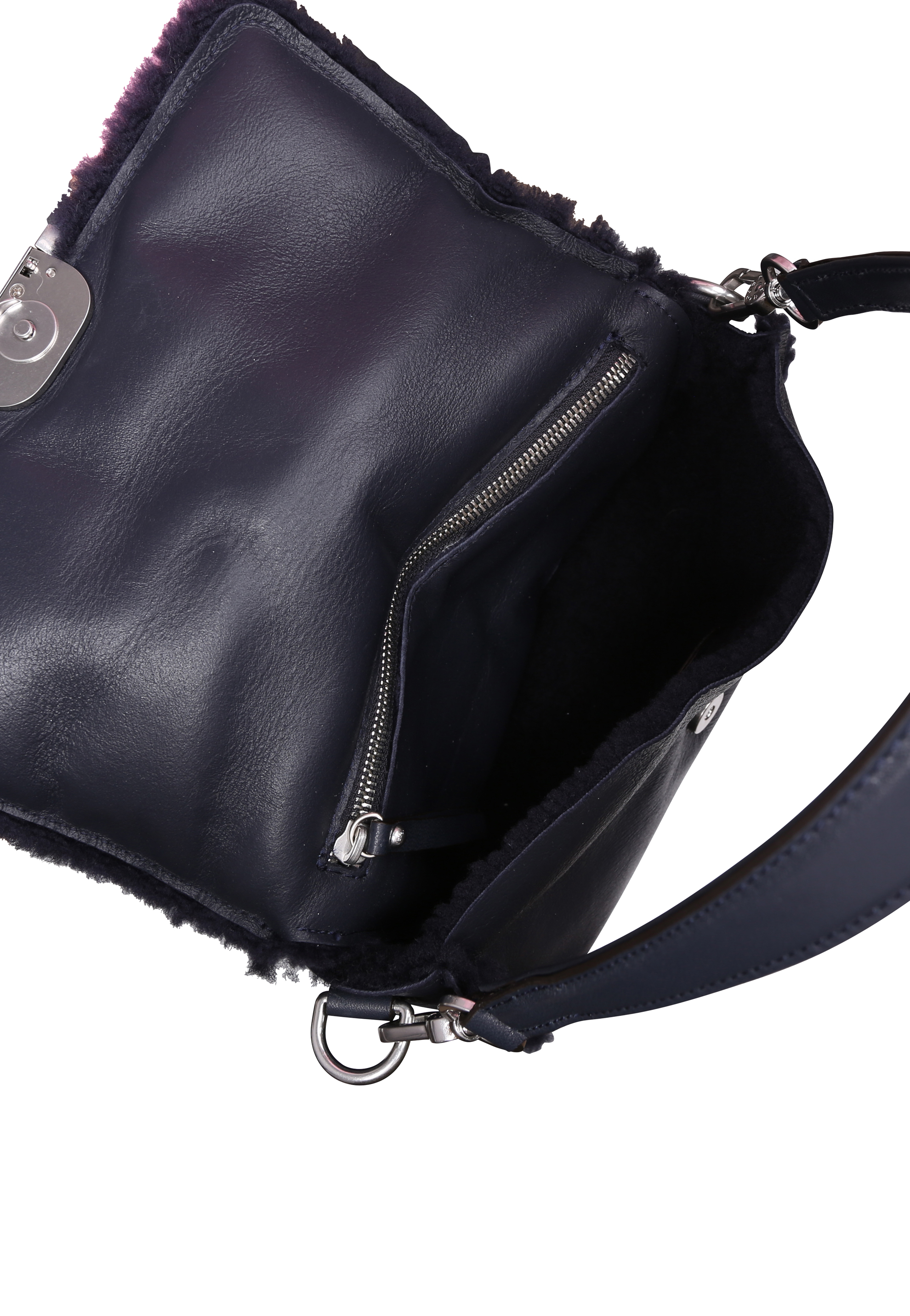 Schultertasche TEMI Leder Shearling reversible