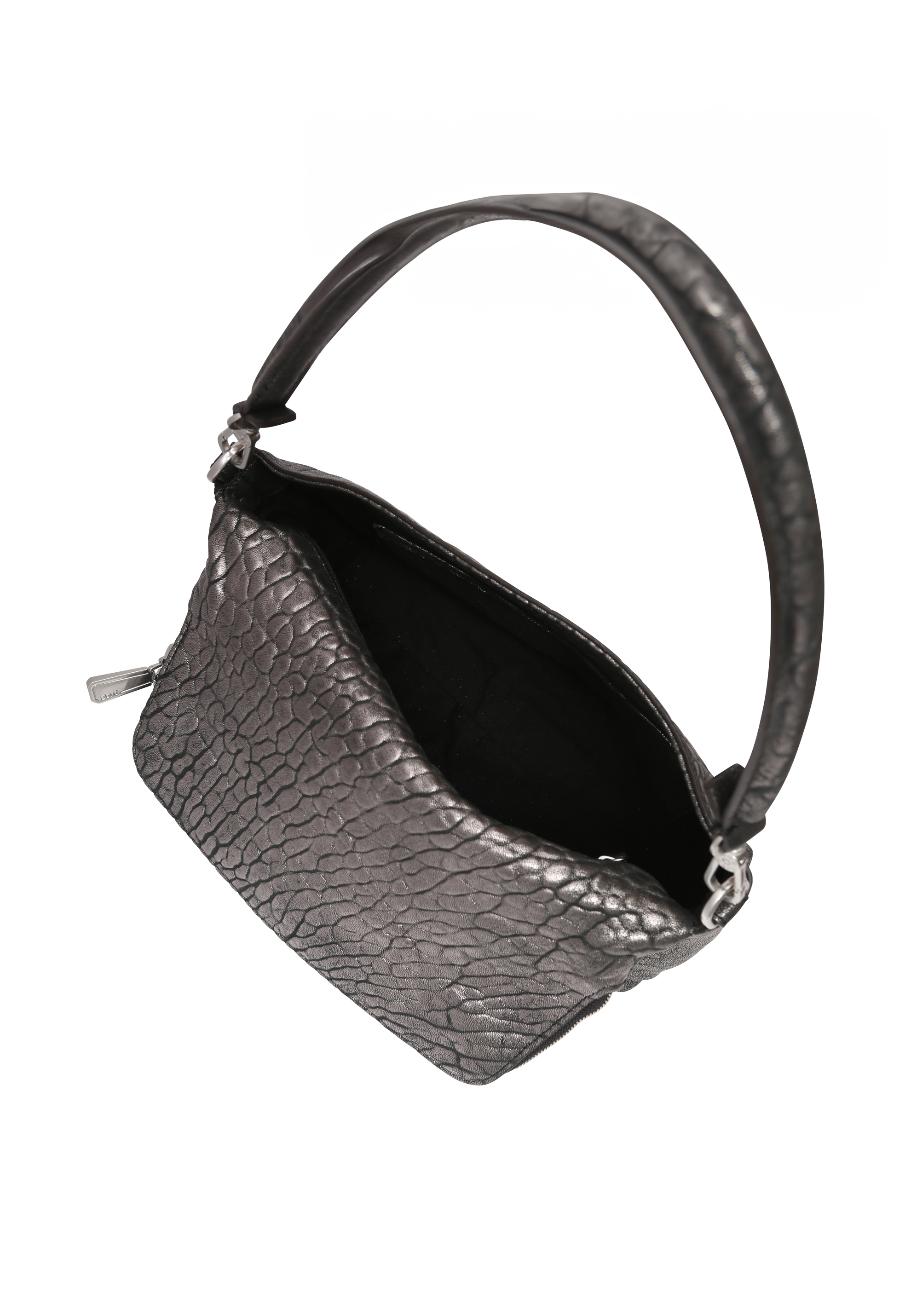 Schultertasche BIKER Leder Bubble metallic