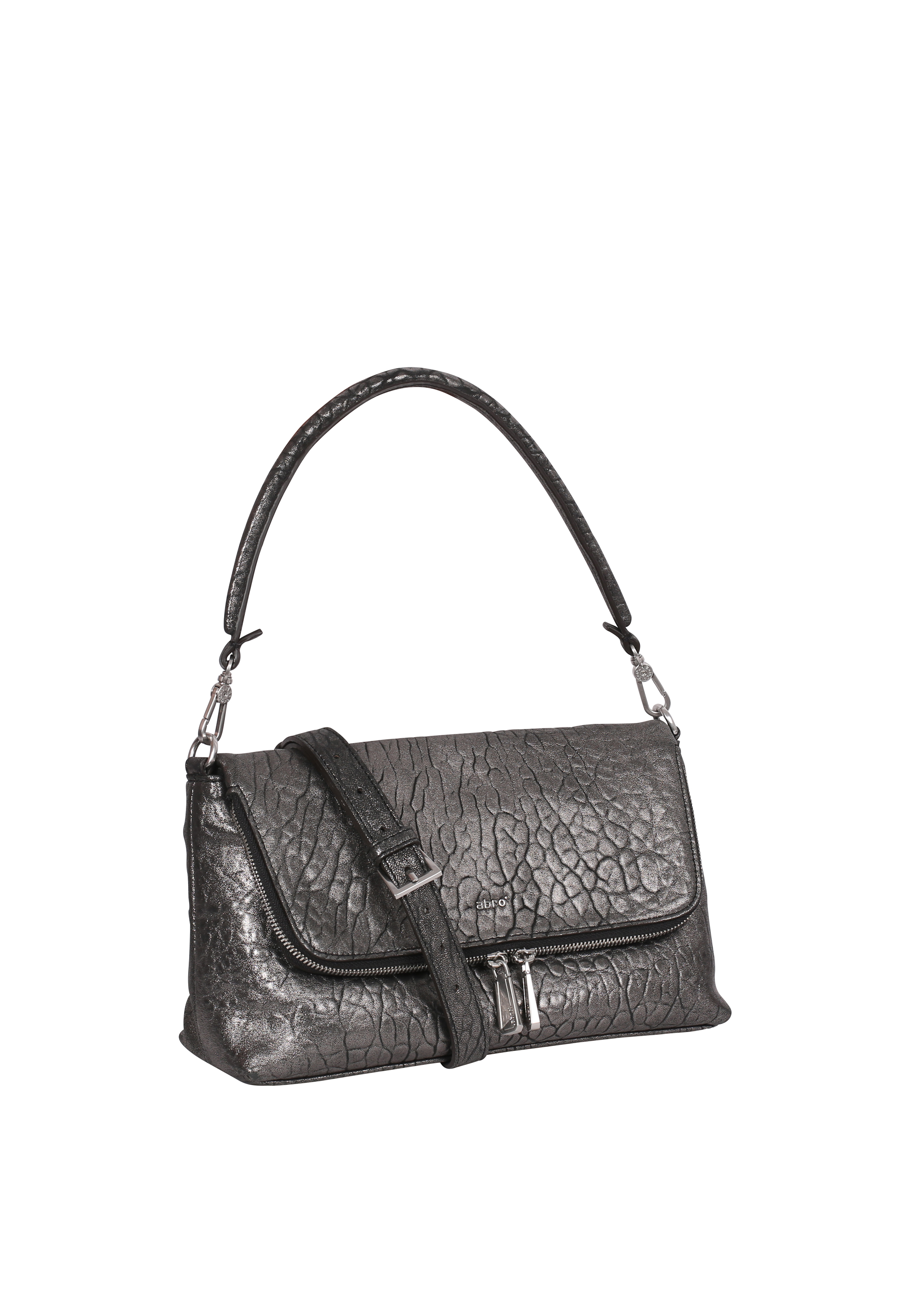 Shoulder bag BIKER leather Bubble metallic