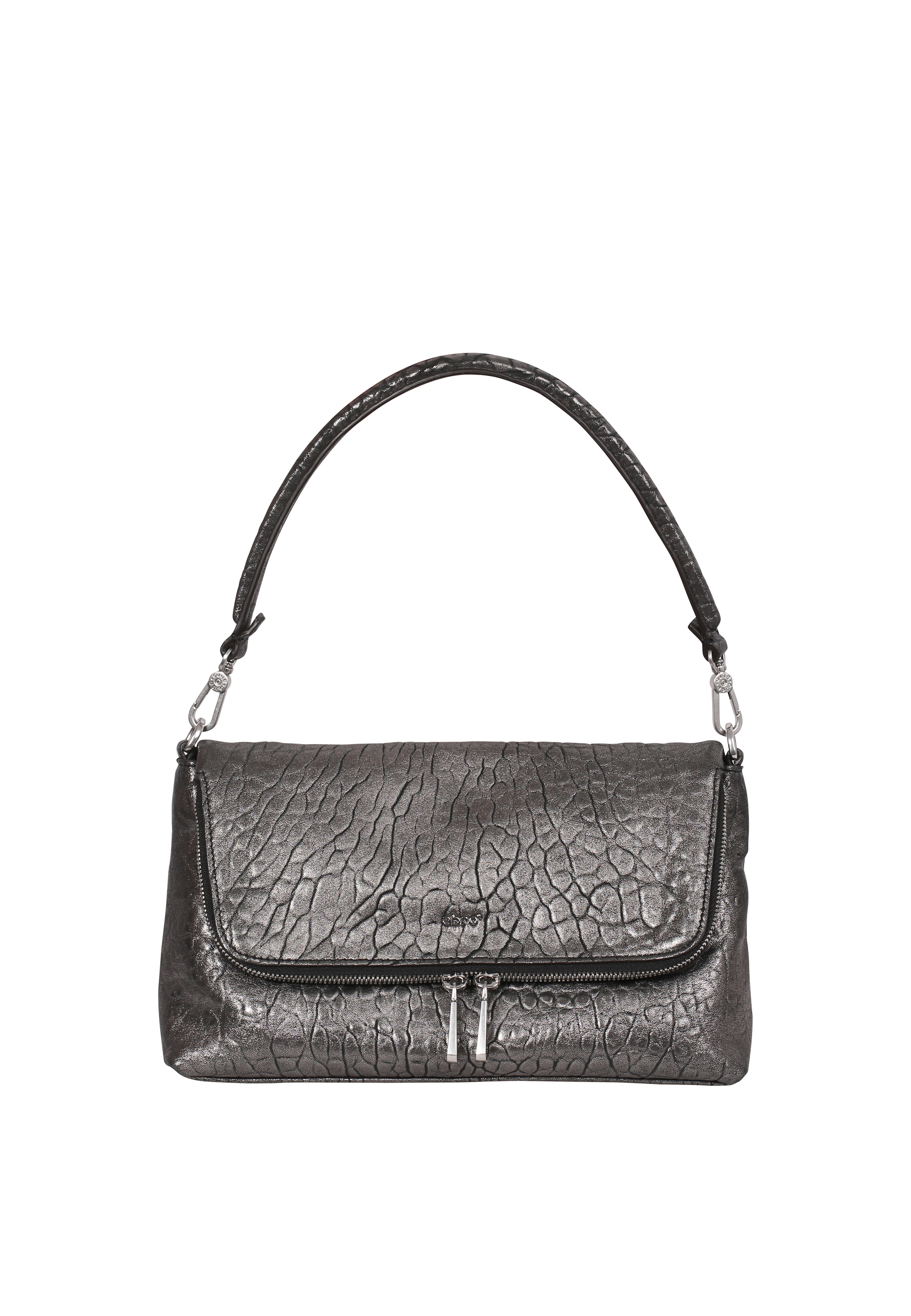 Schultertasche BIKER Leder Bubble metallic